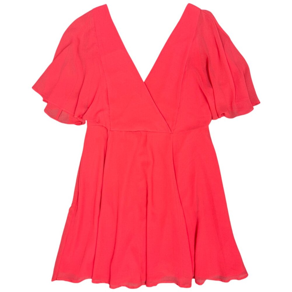 Women's ASOS Mango Red Flutter Sleeve V-Neckline Dress- Size 12